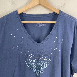 Life Is Good Womens Plus XXL Crusher Tee Heart Design Blue Short Sleeve T Shirt
